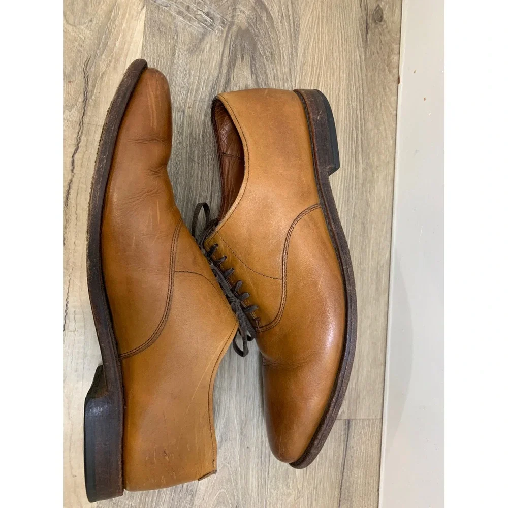 Allen Edmonds 8832 Plain Toe Blucher 11.5D Tan Leather Quiet Luxury Classic Mens